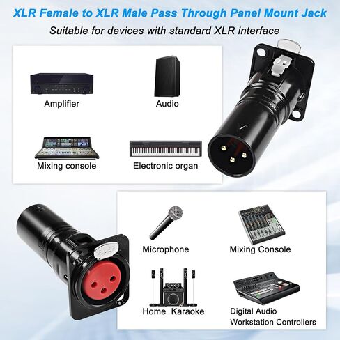 MEIRIYFA XLR 3 Pin Male to Female Pass Through Panel Mount Jack, Mic XLR 3PIN D Series Type Adapter Feed/Pass Thru Converter Compatible with Microphone, Mixer in Saudi Arabia