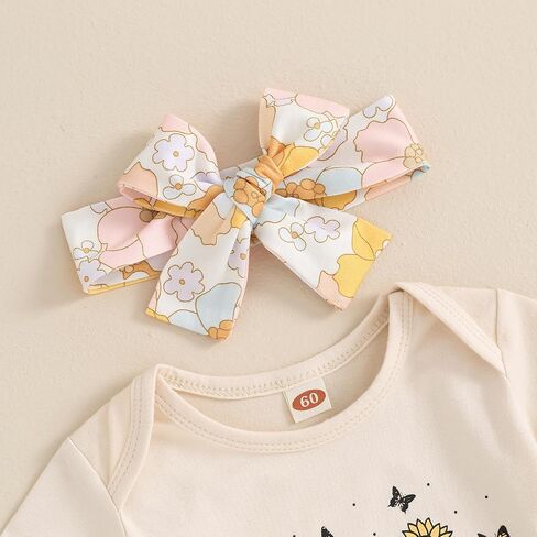 Karuedoo Newborn Baby Girl Clothes Daddy's Girl Romper Boho Floral Flared Pants Headband Set 3Pcs Summer Outfits in Saudi Arabia