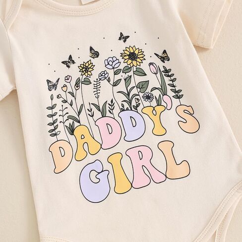 Karuedoo Newborn Baby Girl Clothes Daddy's Girl Romper Boho Floral Flared Pants Headband Set 3Pcs Summer Outfits in Saudi Arabia