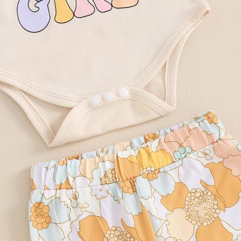 Karuedoo Newborn Baby Girl Clothes Daddy's Girl Romper Boho Floral Flared Pants Headband Set 3Pcs Summer Outfits in Saudi Arabia