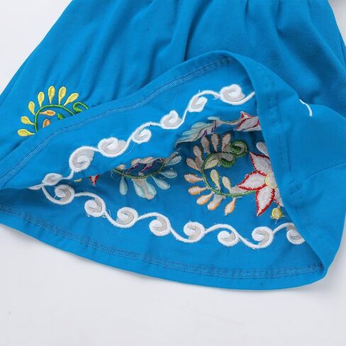 AWIBMK Baby Girls Mexican Dress Off Shoulder Floral Embroidered Dresses Cinco De Mayo Kids Traditional Ethnic Wear Outfit in Saudi Arabia