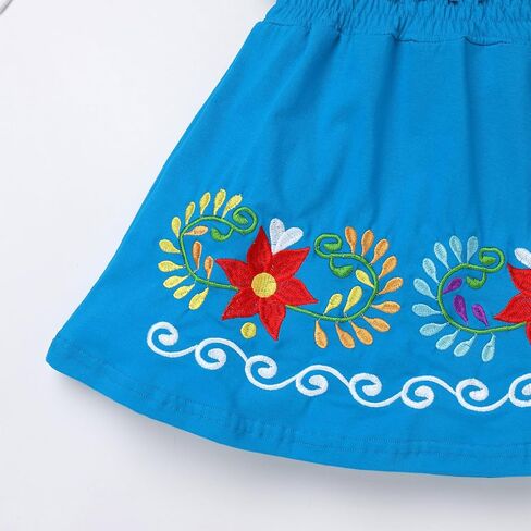 AWIBMK Baby Girls Mexican Dress Off Shoulder Floral Embroidered Dresses Cinco De Mayo Kids Traditional Ethnic Wear Outfit in Saudi Arabia