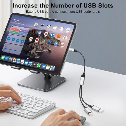 كابل مقسم USB، محول USB A مقسم 1 في 2، محور منفذ مزدوج لنقل البيانات/الشحن، تمديد إضافي لسلك الطاقة المقسوم للسيارة/الكمبيوتر المحمول/Mac/PC (أسود) in Kuwait