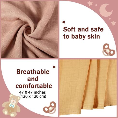 6 Pcs Muslin Swaddle Blankets Breathable Cotton Newborn Blankets Colorful Baby Swaddle Receiving Blankets Soft Cotton Baby Blanket Registry Essentials Gift for Unisex Boy Girl(Classic Colors) in Saudi Arabia