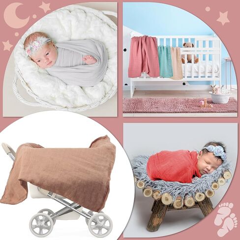 6 Pcs Muslin Swaddle Blankets Breathable Cotton Newborn Blankets Colorful Baby Swaddle Receiving Blankets Soft Cotton Baby Blanket Registry Essentials Gift for Unisex Boy Girl(Classic Colors) in Saudi Arabia