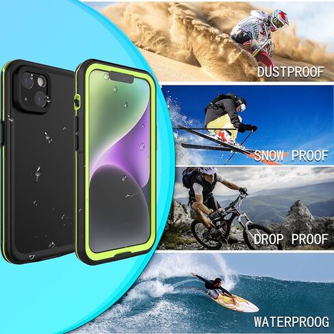 iPhone 14 Plus Waterproof Case,Retail Packaging,IP68 Full Sealed Snowproof Dustproof Shockproof Heavy Duty Protection Cover with Screen Protector for iPhone 14 Plus 6.7" Green in Saudi Arabia