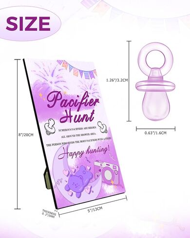 Baby Shower Games, Baby Shower Decorations, 1 Baby Pacifier Hunt Sign and 50 Acrylic Pacifiers for Gender Reveal Games (Green) in Saudi Arabia