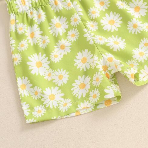 BeQeuewll Toddler Baby Girl Summer Clothes Daisy Floral Outfit Ruffle Off Shoulder Crop Top Elastic Shorts Kid Girls 2Pcs Set in Kuwait