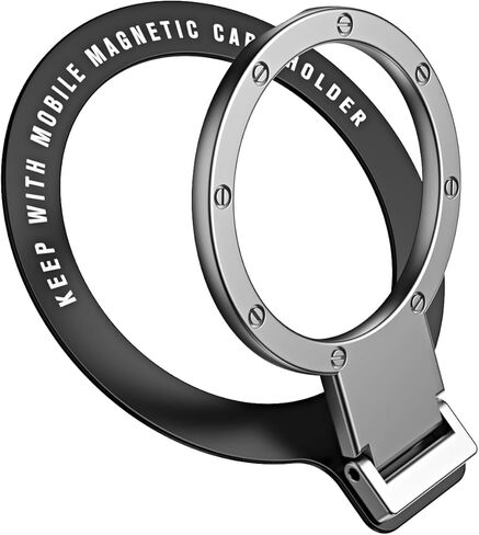 حامل حلقة الهاتف - حامل حلقة الهاتف الخلوي JCHIEN حامل الإصبع ومسند رفيع للغاية (0.3 مم) حلقة محول مغناطيسي لملصق MagSafe المتوافق مع ملحقات iPhone Samsung - أسود in Kuwait