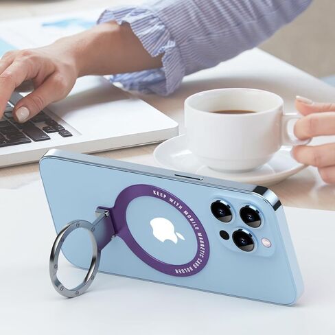 حامل حلقة الهاتف - حامل حلقة الهاتف الخلوي JCHIEN حامل الإصبع ومسند رفيع للغاية (0.3 مم) حلقة محول مغناطيسي لملصق MagSafe المتوافق مع ملحقات iPhone Samsung - أسود in Kuwait