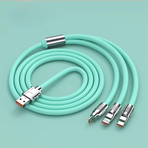 3 in 1 Multi Charging Cable 6.6FT,120w Chubby Fast-Charging,Cable USB with Type-C/Micro USB/IP Connectors for, android, IOS,Iphone,ipad Phones, Tablets and Electronics, BLUE in Saudi Arabia