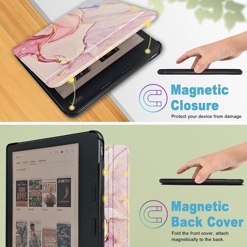 Caweet Case for Kobo Libra Colour (Model:N428, 2024 Release), Ultra Lightweight PU Leather Shell Cover with Auto Wake/Sleep, Lilac Marble in Kuwait