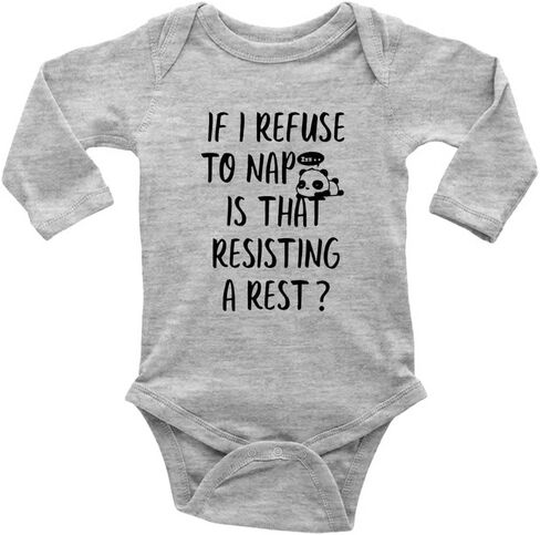 If I Refuse To Nap Is That Resisting A Rest? Baby Romper Long Sleeve One-Piece SOft in Saudi Arabia