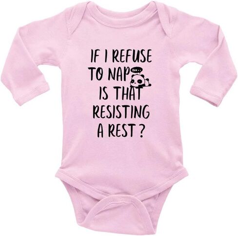 If I Refuse To Nap Is That Resisting A Rest? Baby Romper Long Sleeve One-Piece SOft in Saudi Arabia