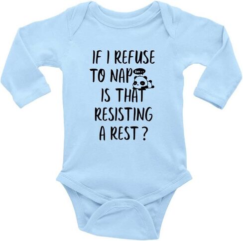 If I Refuse To Nap Is That Resisting A Rest? Baby Romper Long Sleeve One-Piece SOft in Saudi Arabia