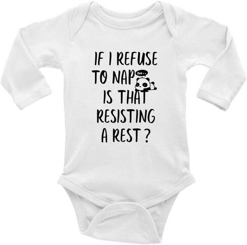 If I Refuse To Nap Is That Resisting A Rest? Baby Romper Long Sleeve One-Piece SOft in Saudi Arabia