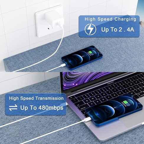Fast Charger iPhone,【Apple MFi Certified】 Type C Wall Charger Block with 2pack [6FT&3FT] Long USB C to Lightning Cable for iPhone 14/13/12/12 Pro Max/11/Xs Max/XR/X,AirPods Pro(White 2pack) in Saudi Arabia
