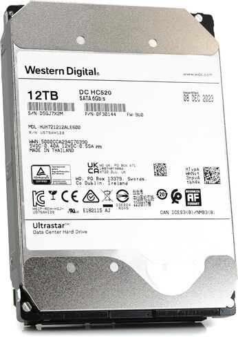 Western Digital Ultrastar DC HC520 HUH721212ALE600 0F30144 12TB 7.2K RPM SATA 6Gb/s 512e HDD (Renewed) in Saudi Arabia