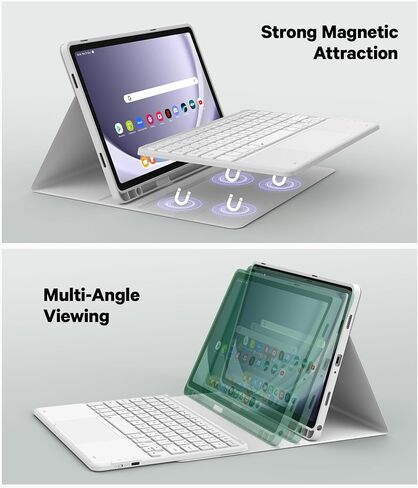 حافظة GreenLaw Galaxy Tab A9 Plus مع لوحة مفاتيح، لوحة لمس ذكية، إضاءة خلفية 7 ألوان، غطاء مقاوم للبقع مع حامل قلم S، للوحة مفاتيح Samsung Galaxy Tab A9+ (SM-X210/X216/X218)، أسود in Kuwait