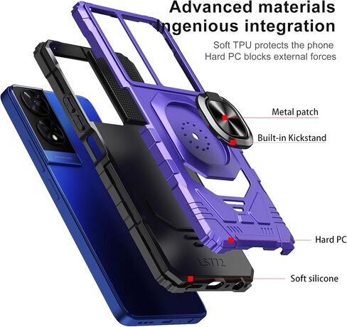 Ailiber for TCL 50 SE Magnetic Case, TCL 50 SE Phone Case with Screen Protector, Ring Kickstand for Car Mount, Military Grade Shockproof Durable Cell Phone Case for TCL 50 SE 5G-Blue in Saudi Arabia