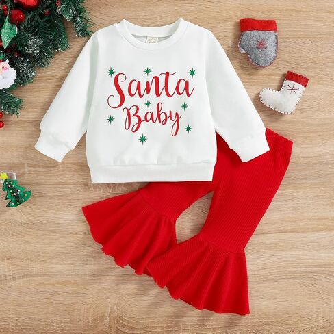 Toddler Girl Thanksgiving Outfits Hello Pumpkin Long Sleeve Sweatshirt Leopard Flare Pants Outfit Christmas Clothes in Saudi Arabia