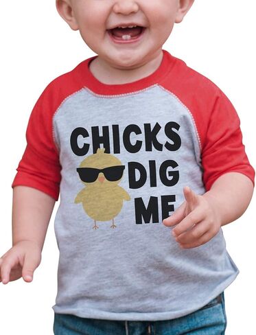 7 ate 9 Apparel Boy's Chicks Dig Me Funny Easter Shirt in Saudi Arabia