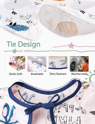 4 Packs Baby Bibs, Bibs for Baby Girl Waterproof Baby Bibs for Boy Long Sleeve Bib Smock Bib Baby Bib for Eating in Saudi Arabia
