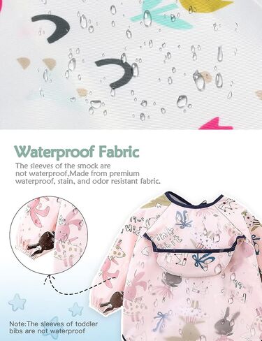4 Packs Baby Bibs, Bibs for Baby Girl Waterproof Baby Bibs for Boy Long Sleeve Bib Smock Bib Baby Bib for Eating in Saudi Arabia