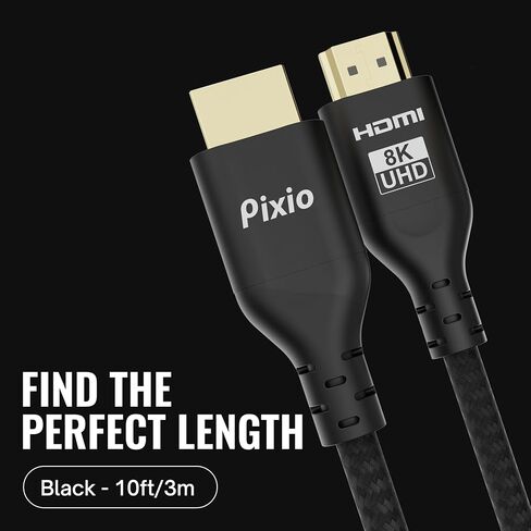 Pixio White 8K HDMI 2.1 Cable Ultra Certified Ultra High Speed 10FT 8K 60Hz 4K 120Hz Nylon Braided, Gold Plated Connector, Anti-breakage, HDR10+, dtsx, eARC, HDCP, Dolby Compatible in Saudi Arabia