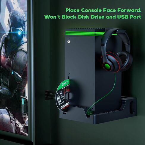ZAONOOL Wall Mount for Xbox Series X with RGB Cooling-Fan - includes Remote Control, 2 Controller Holders and 1 Headphone Stand in Kuwait