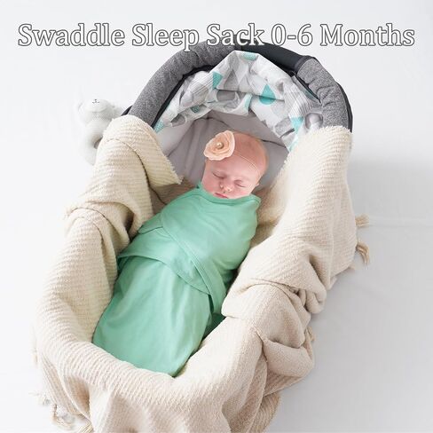 david's kids 100% Cotton 3 Pack Baby Swaddle Wrap for 0-3 Months, Soft Breathable Swaddle Blanket for Newborn Infant, Adjustable Baby Wrap Sleep Sacks for Boys Girls, Newborn Essentials, Woodland in Saudi Arabia