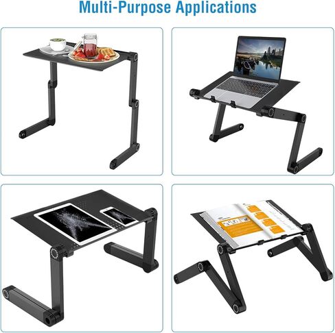 حامل كمبيوتر محمول قابل للتعديل، طاولة كمبيوتر محمول من الألومنيوم لأجهزة كمبيوتر محمولة تصل إلى 21 بوصة مع لوحة ماوس، حامل كمبيوتر محمول مريح وصينية مكتب كمبيوتر محمول للأريكة والتلفزيون والأريكة والسرير هدية لطلاب المكتب in Kuwait
