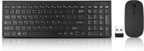 Wireless Keyboard and Mouse Combo, Compact Quiet Wireless Keyboard and Mouse Set 2.4G Ultra-Thin Sleek Design for Windows, Computer, Desktop, PC, Notebook, Laptop-Silver White in Saudi Arabia