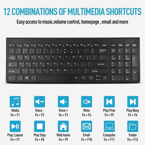 Wireless Keyboard and Mouse Combo, Compact Quiet Wireless Keyboard and Mouse Set 2.4G Ultra-Thin Sleek Design for Windows, Computer, Desktop, PC, Notebook, Laptop-Silver White in Saudi Arabia