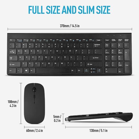 Wireless Keyboard and Mouse Combo, Compact Quiet Wireless Keyboard and Mouse Set 2.4G Ultra-Thin Sleek Design for Windows, Computer, Desktop, PC, Notebook, Laptop-Silver White in Saudi Arabia