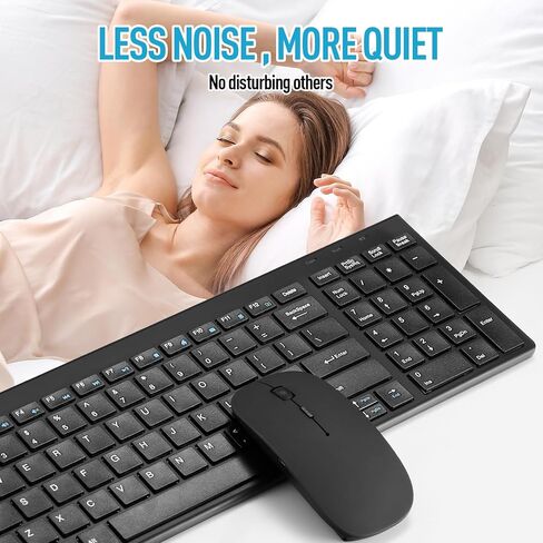 Wireless Keyboard and Mouse Combo, Compact Quiet Wireless Keyboard and Mouse Set 2.4G Ultra-Thin Sleek Design for Windows, Computer, Desktop, PC, Notebook, Laptop-Silver White in Saudi Arabia