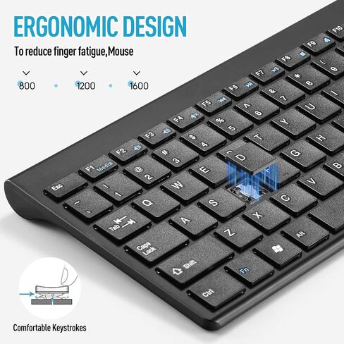 Wireless Keyboard and Mouse Combo, Compact Quiet Wireless Keyboard and Mouse Set 2.4G Ultra-Thin Sleek Design for Windows, Computer, Desktop, PC, Notebook, Laptop-Silver White in Saudi Arabia