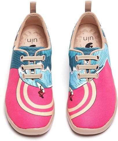 UIN Women's Slip Ons Canvas Lightweight Sneakers Walking Casual Loafers Comfortable Art Painted Travel Shoes Moguer in Saudi Arabia