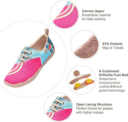 UIN Women's Slip Ons Canvas Lightweight Sneakers Walking Casual Loafers Comfortable Art Painted Travel Shoes Moguer in Saudi Arabia