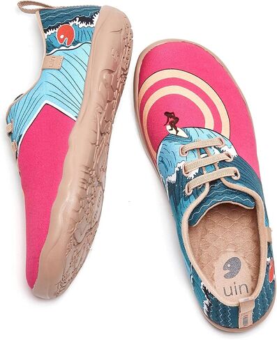 UIN Women's Slip Ons Canvas Lightweight Sneakers Walking Casual Loafers Comfortable Art Painted Travel Shoes Moguer in Saudi Arabia