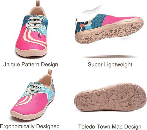 UIN Women's Slip Ons Canvas Lightweight Sneakers Walking Casual Loafers Comfortable Art Painted Travel Shoes Moguer in Saudi Arabia