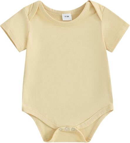 Infant Toddler Baby Boy Girl Solid Short Sleeve Bodysuit T-shirt Romper One Piece Jumpsuit Newborn Summer Clothes in Saudi Arabia