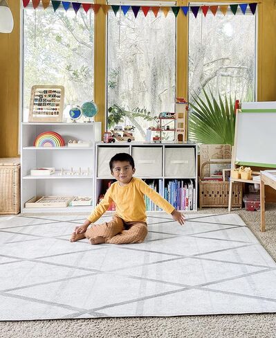 Ruggish Romy Play Rug 4.8 x 7.0 ft - Soft Cushion Reversible Baby Kids Playmat + Interactive Play Map + Waterproof (Warm Grey) in Saudi Arabia