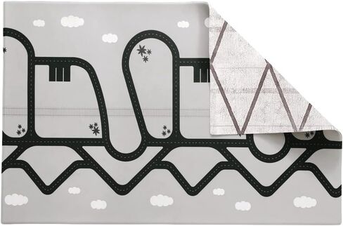 Ruggish Romy Play Rug 4.8 x 7.0 ft - Soft Cushion Reversible Baby Kids Playmat + Interactive Play Map + Waterproof (Warm Grey) in Saudi Arabia