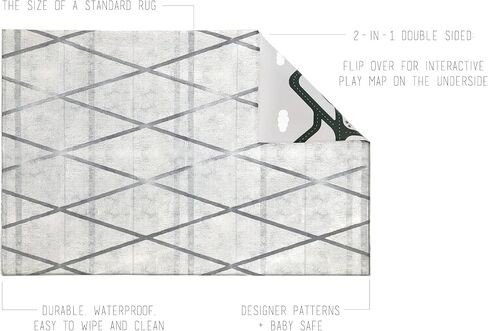 Ruggish Romy Play Rug 4.8 x 7.0 ft - Soft Cushion Reversible Baby Kids Playmat + Interactive Play Map + Waterproof (Warm Grey) in Saudi Arabia