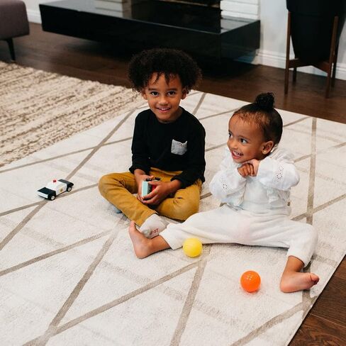 Ruggish Romy Play Rug 4.8 x 7.0 ft - Soft Cushion Reversible Baby Kids Playmat + Interactive Play Map + Waterproof (Warm Grey) in Saudi Arabia