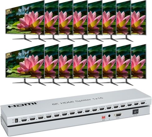 HDMI 2.1 Splitter 8K@60Hz, HDMI Splitter 1 in 4 Out, Multiple HDMI Adapter for TV Monitor, HDMI 2.1 Switch,Multi HDMI Port Switch Support 4k@120hz 40Gbps, Support EDID/HDR/3D/CEC/Output Downscaling in Kuwait