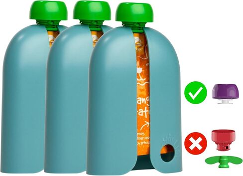 Kindertrekk™ The Swedish Squeeze Pouch Holder - 3pack | The Baby Product You Didn't Know You were Missing | Enjoy a Snack on The Go | No More Messy Clean-ups | Fits Most Squeeze Pouches | Age 9month+ in Saudi Arabia