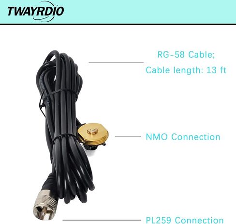 TWAYRDIO NMO هوائي 37 بوصة ثنائي النطاق VHF/UHF هوائي راديو الهواة L-قوس جبل مع 13ft RG58 كابل محوري NMO إلى PL259 اتصال لموتورولا ميدلاند كينوود TYT أجهزة الإرسال والاستقبال المحمولة in Saudi Arabia