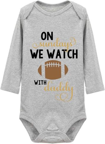 On Sundays We Watch Football With Daddy Cute Baby Bodysuit Long Sleeve Bodysuits in Saudi Arabia